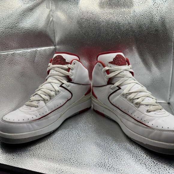 Size 10.5 Nike Air Jordan Retro Chicago Home White Red Mens Sneakers 385475-102 - Picture 7 of 11